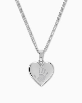 Handprint heart necklace engraving plate pendant 12mm