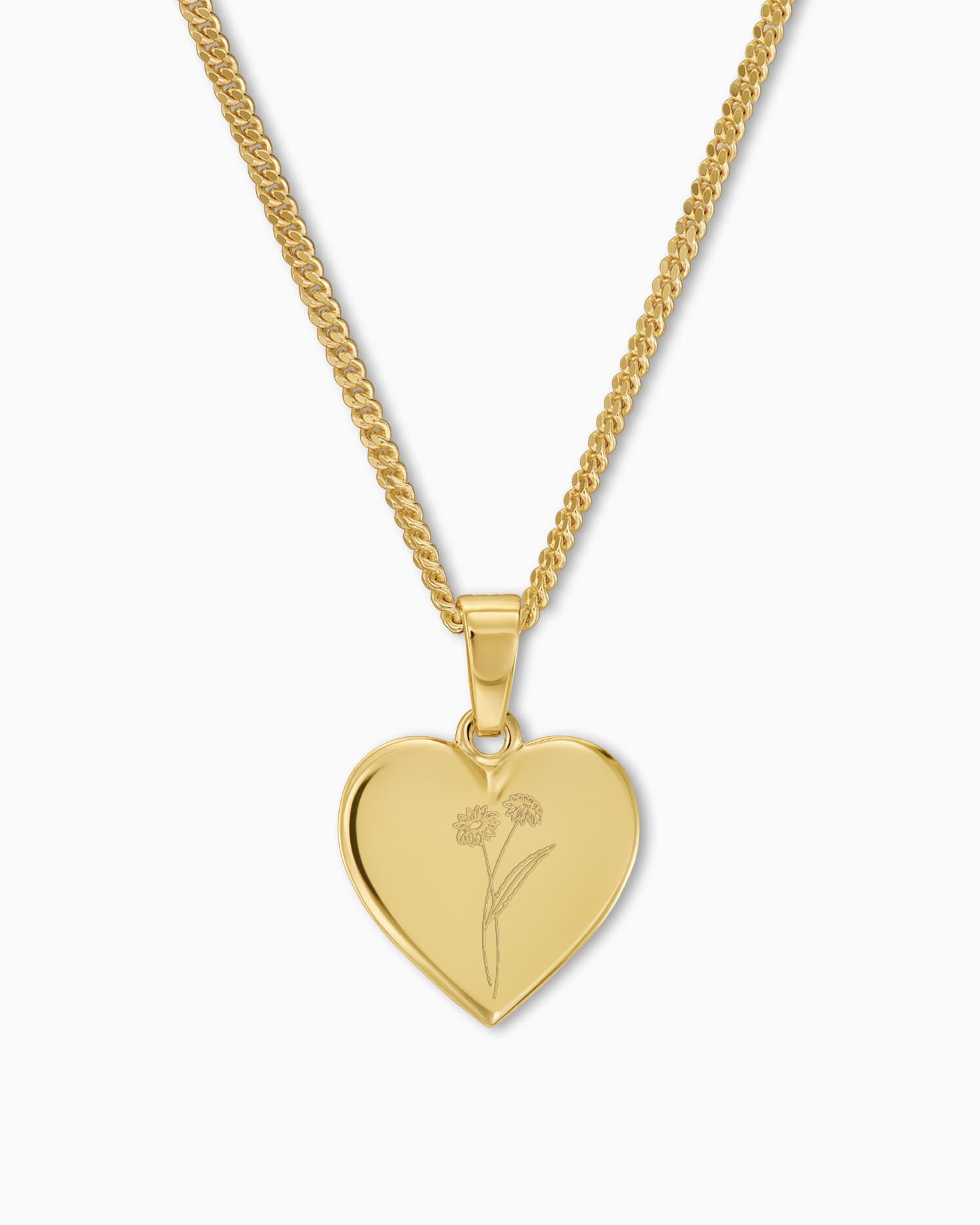 Birth flower heart necklace engraving plate pendant 12mm
