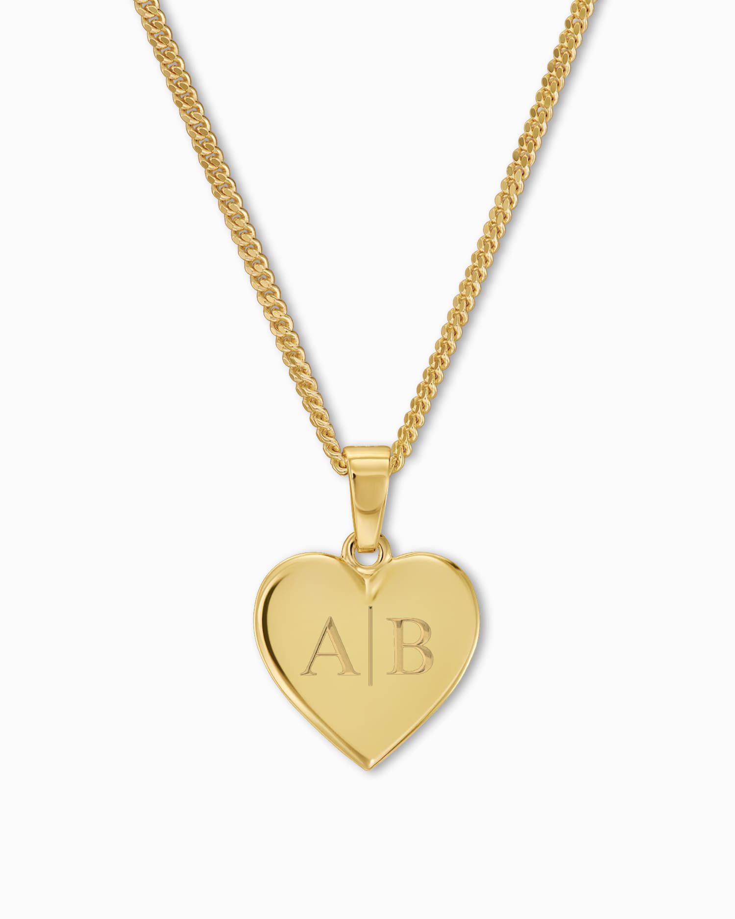 Initials heart necklace engraving plate pendant 12mm