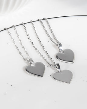 Heart necklace engraving plate pendant 15mm