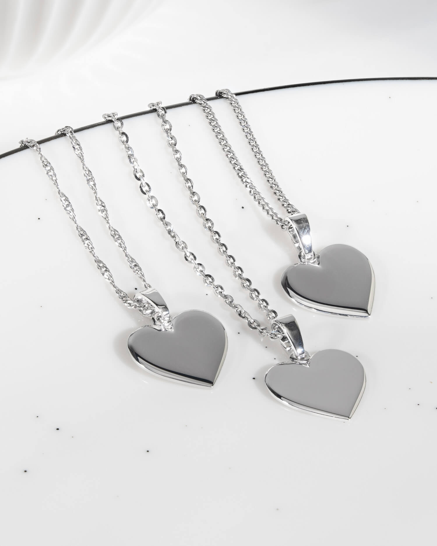 Heart necklace engraving plate pendant 15mm