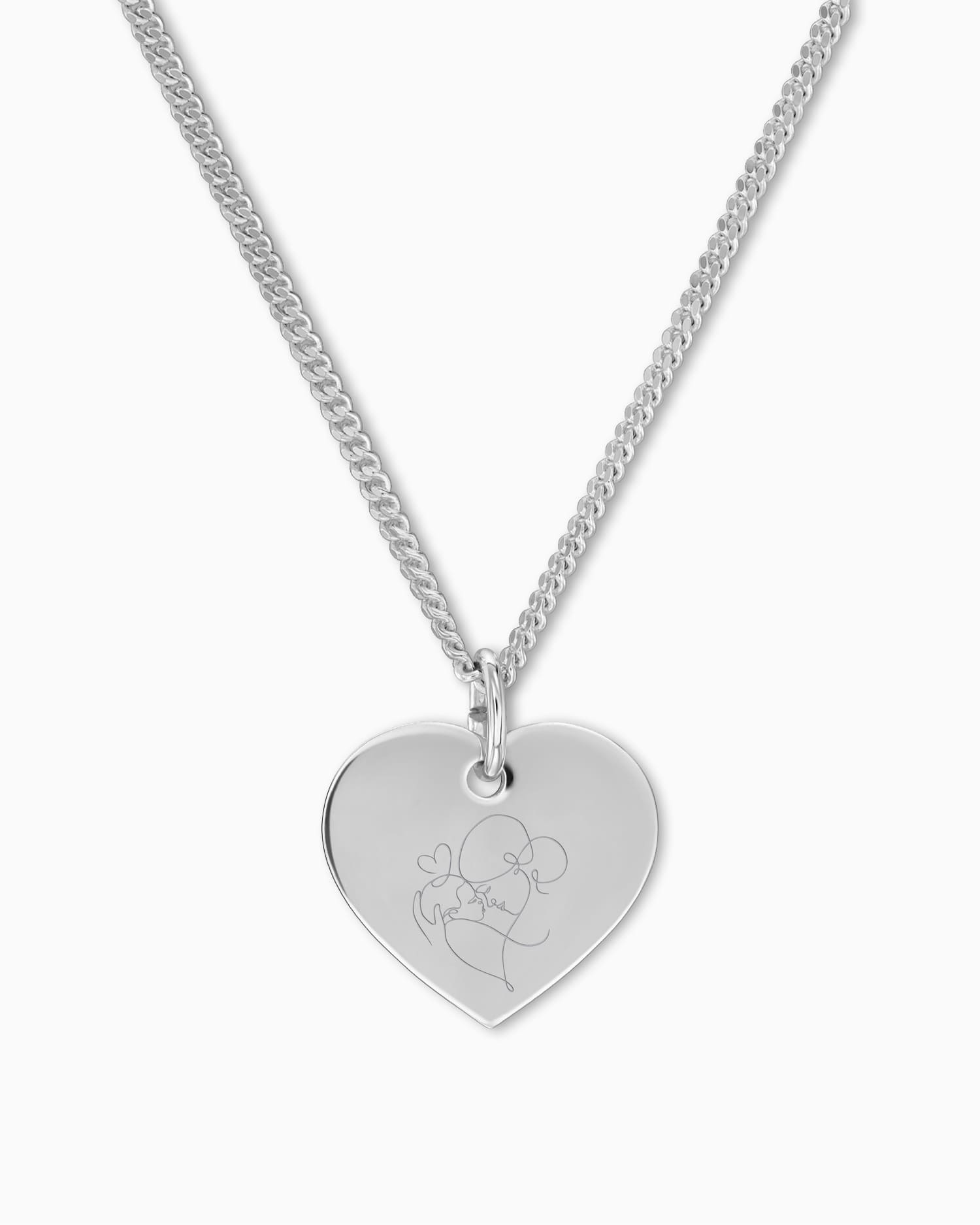 Graphic uploud heart necklace engraving plate pendant 13mm
