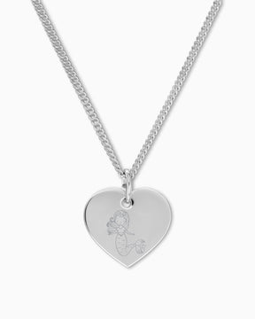 Child symbols heart necklace engraving plate pendant 13mm