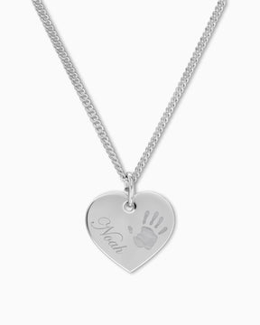 Handprint heart necklace engraving plate pendant 13mm