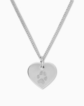 Paw print heart necklace engraving plate pendant 13mm