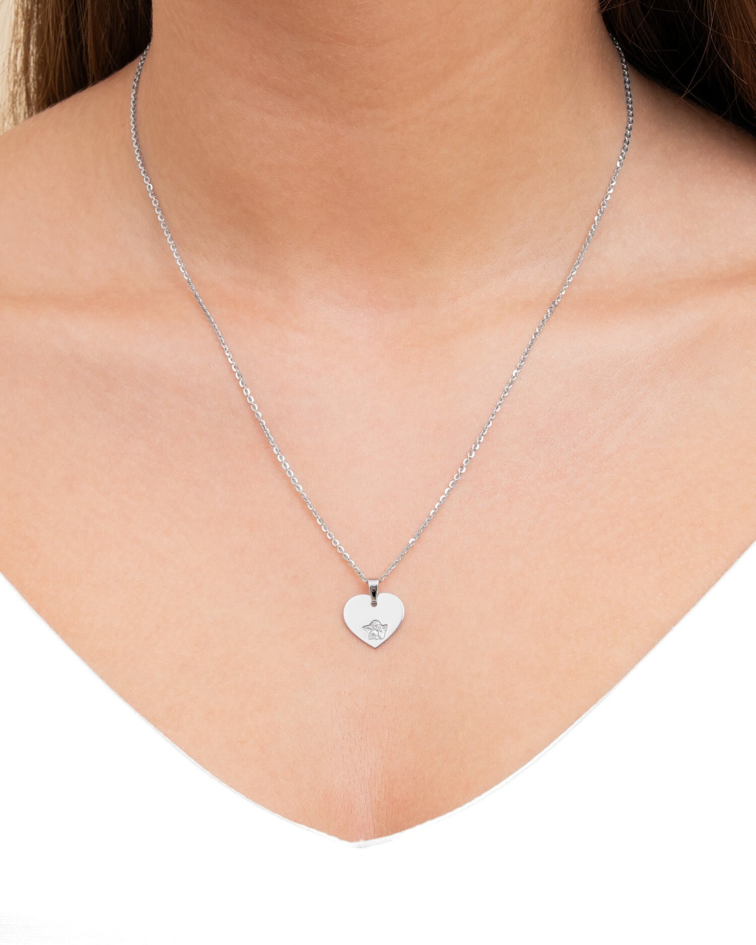 Engraving plates pendant necklace heart guardian angel