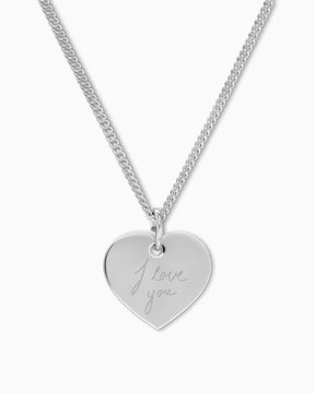 Handwriting Uploud heart necklace engraving plate pendant 13mm