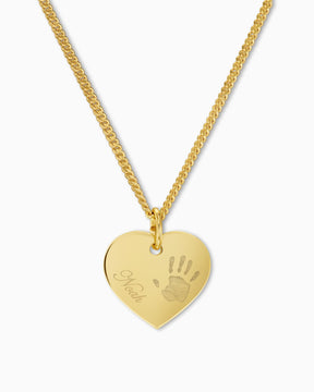 Handprint heart necklace engraving plate pendant 13mm