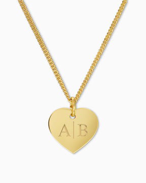 Initials heart necklace engraving plate pendant 13mm