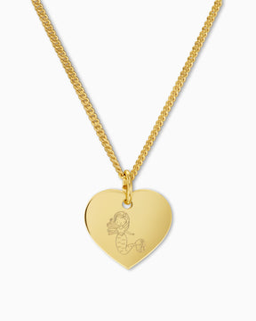 Child symbols heart necklace engraving plate pendant 13mm