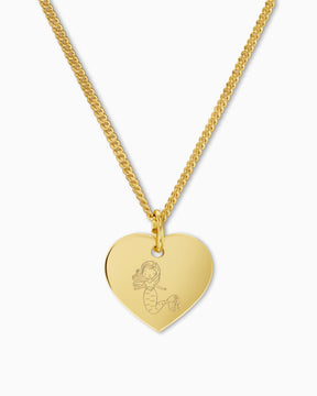 Child symbols heart necklace engraving plate pendant 13mm