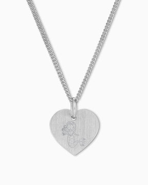 Child symbols heart necklace engraving plate pendant 13mm