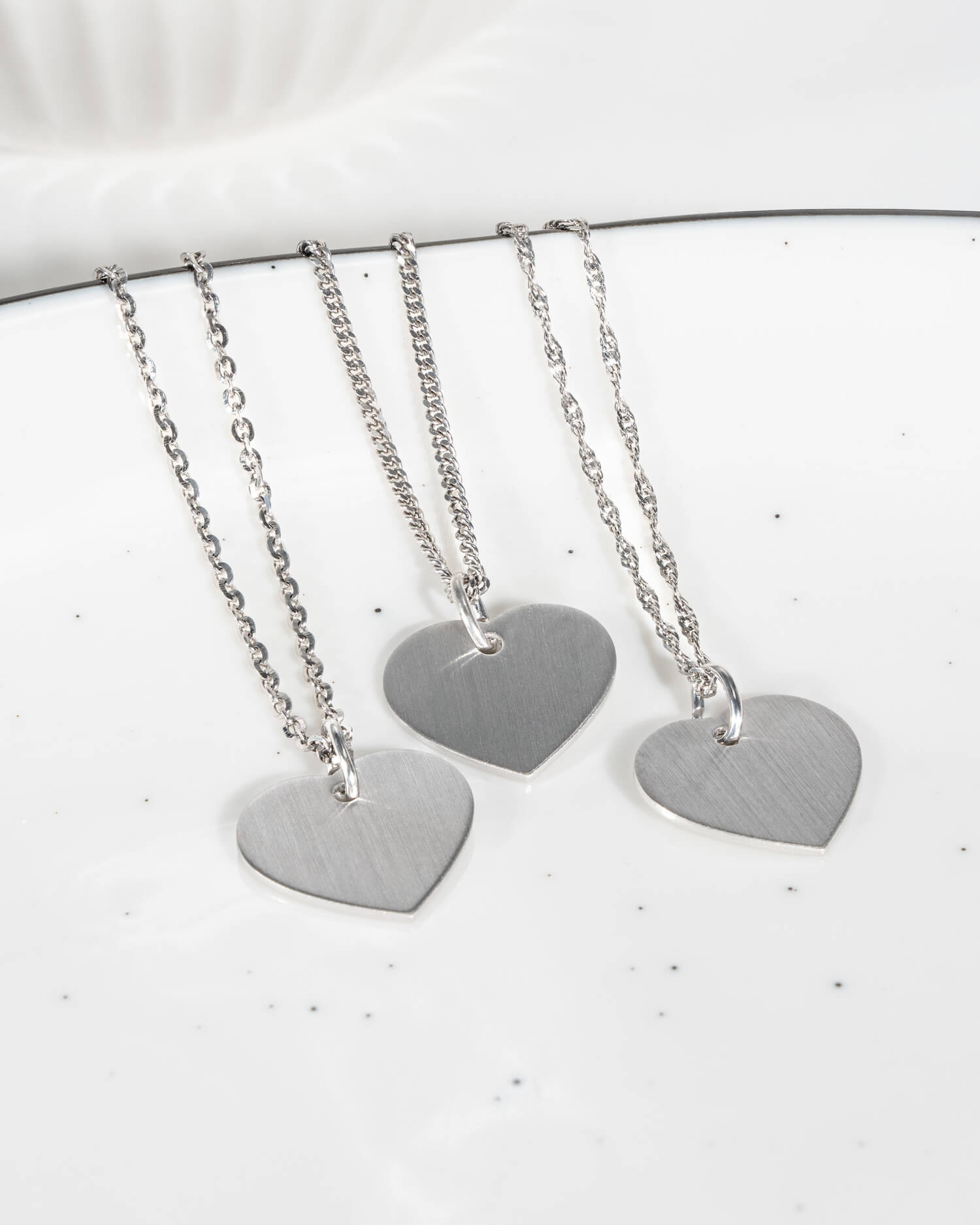 Coordinates heart necklace engraving plate pendant 13mm