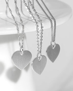 Paw print heart necklace engraving plate pendant 13mm
