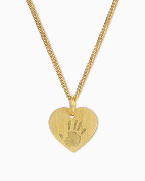 Handprint heart necklace engraving plate pendant 13mm