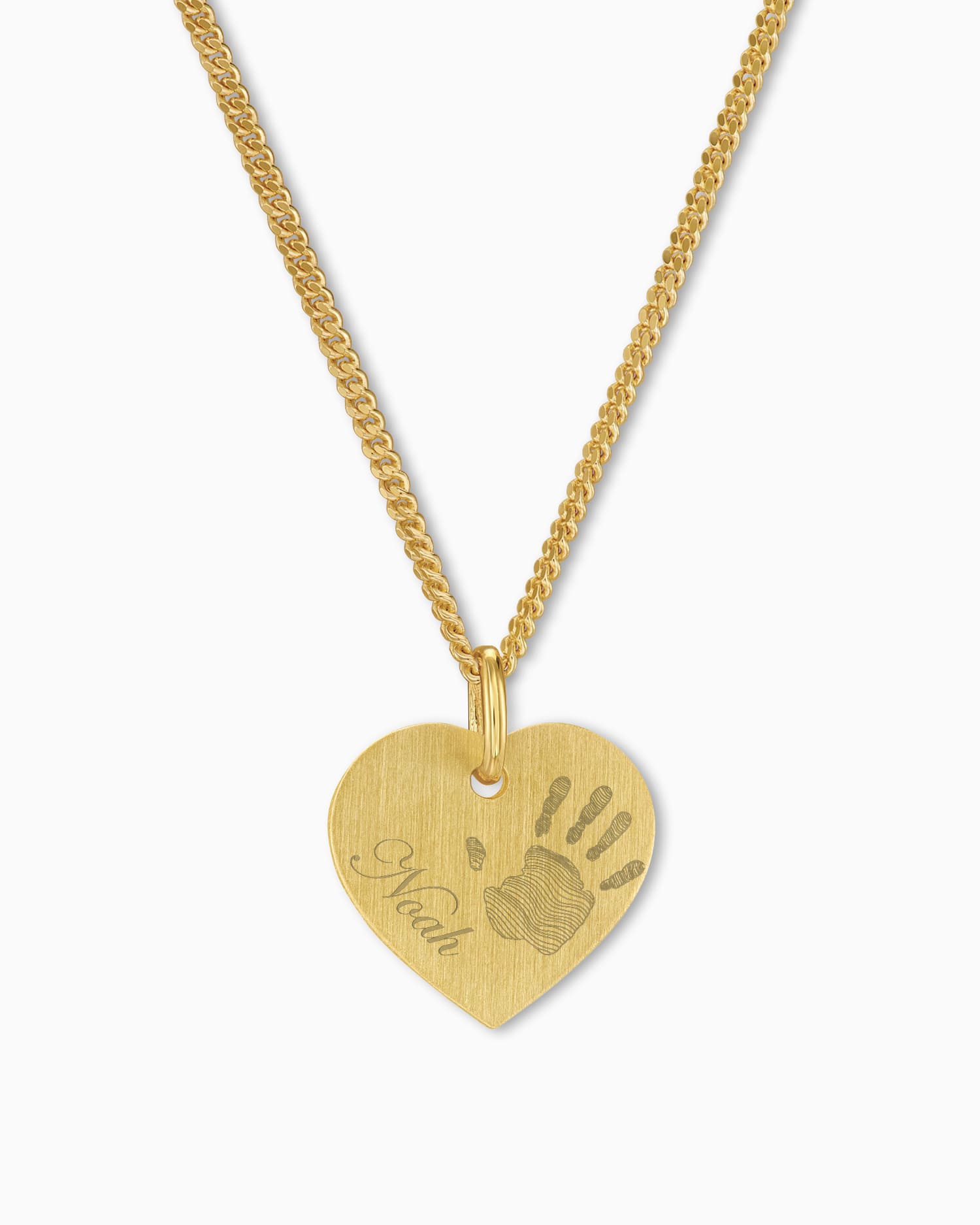 Handprint heart necklace engraving plate pendant 13mm