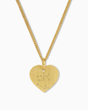 Star sign heart necklace engraving plate pendant 13mm