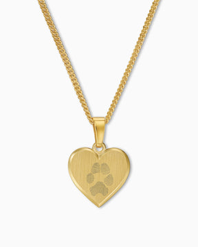 Paw print heart necklace engraving plate pendant 12mm