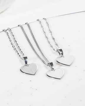 Heart necklace engraving plate pendant 15mm