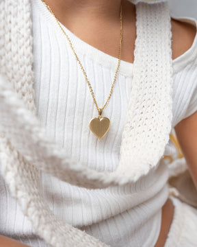 Heart Necklace Engraved Plate Pendant 15mm