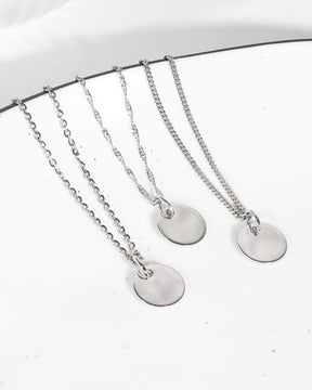 Engraving plate necklace pendant round 10mm