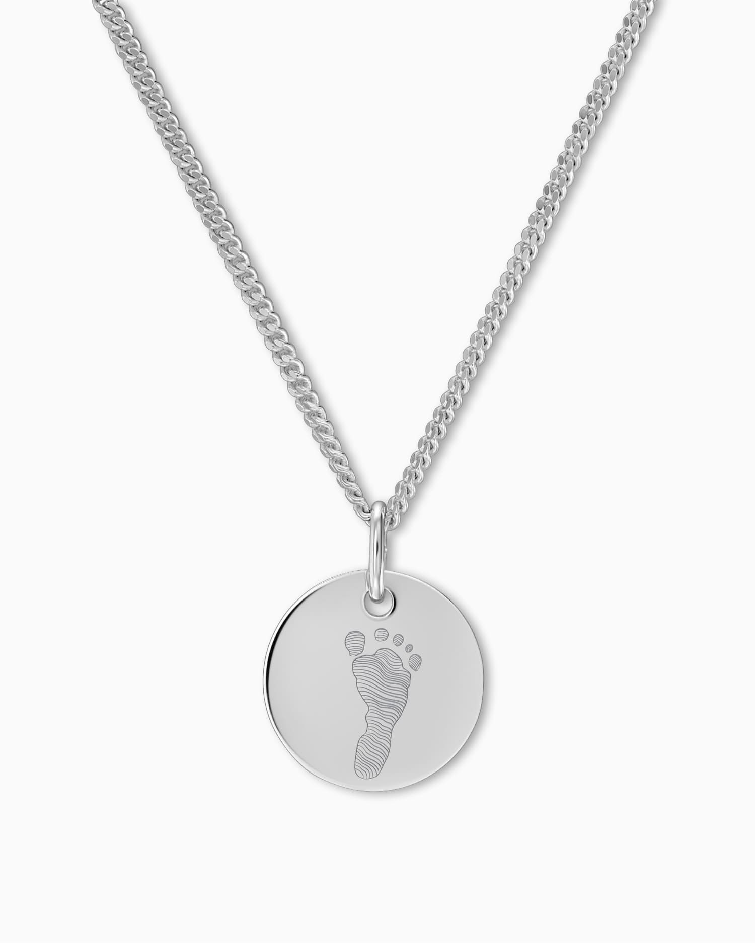 Footprint engraving plates necklace pendant round 12mm