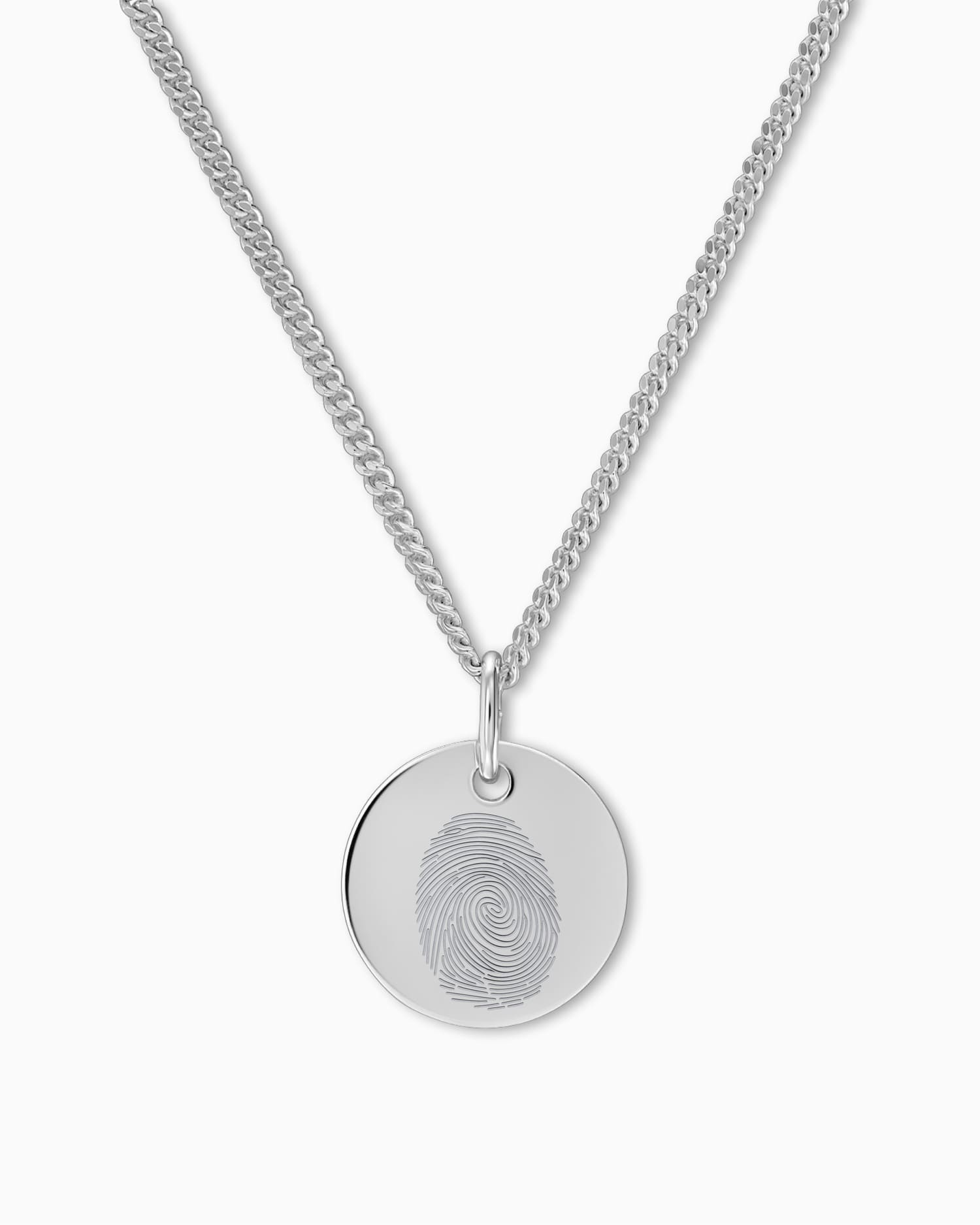 Fingerprint engraving plate necklace pendant round 12mm