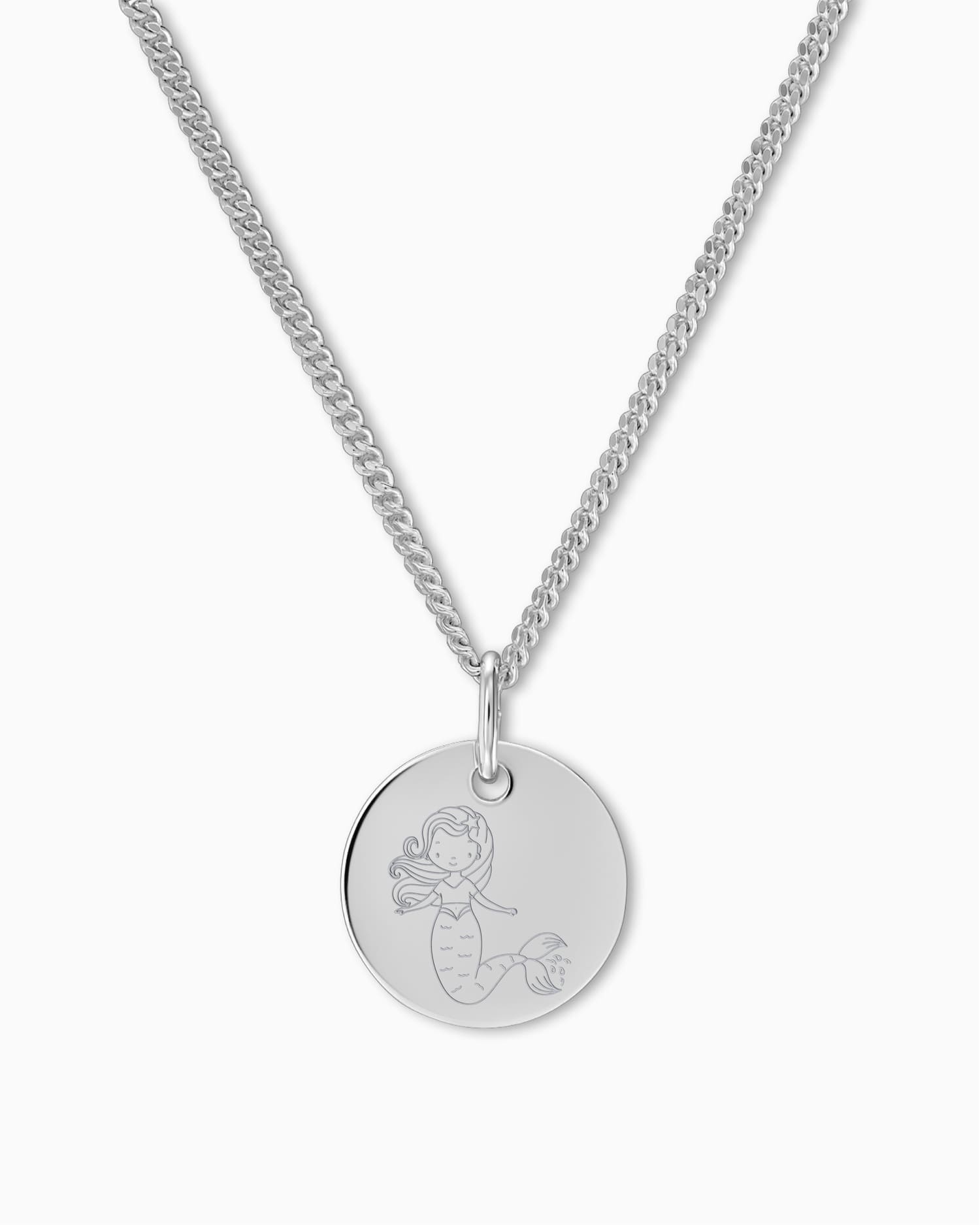 Child symbols engraving plate necklace pendant round 12mm