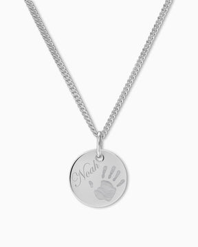 Handprint engraving plate necklace pendant round 12mm