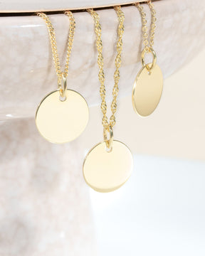 Birth flower engraving plate necklace pendant round 12mm