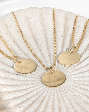 Engraving plate necklace pendant round 14mm