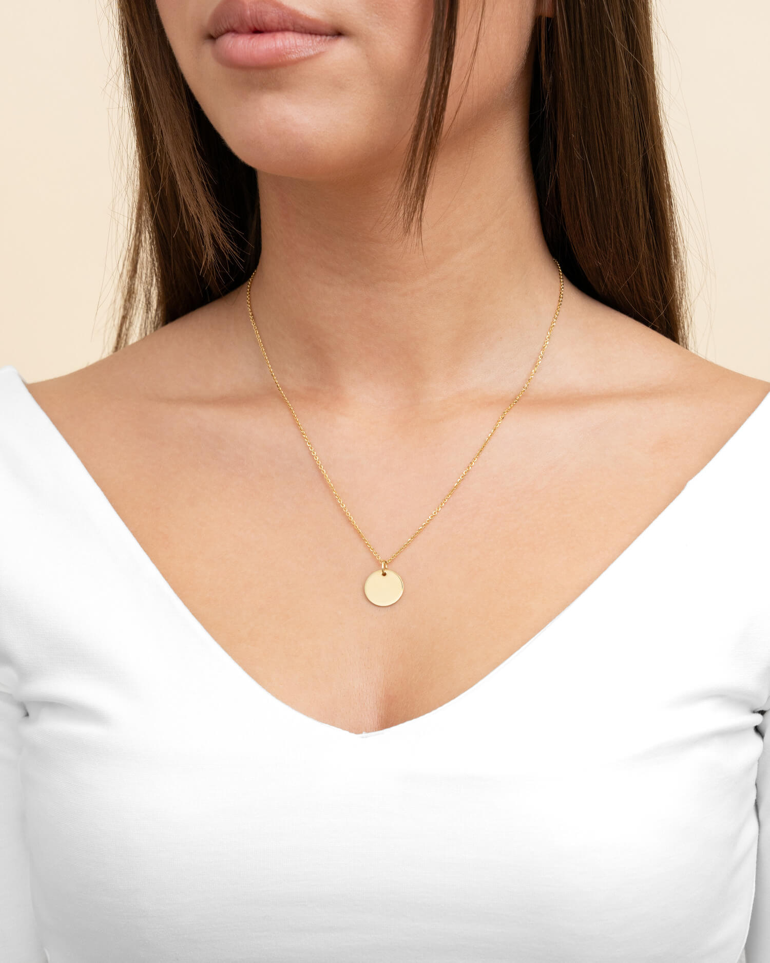 Engraving plates necklace pendant round 14mm