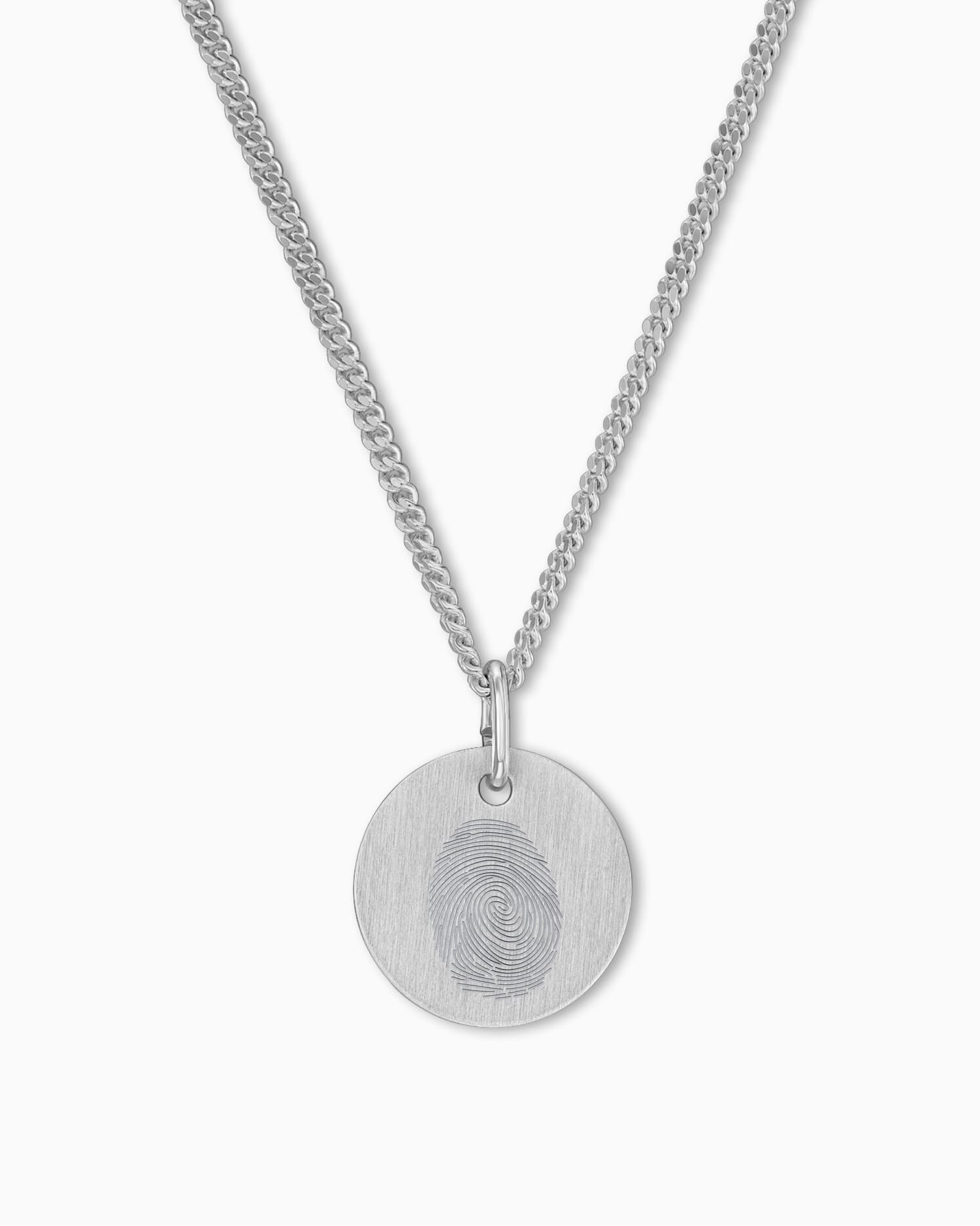 Fingerprint engraving plates necklace pendant round 12mm
