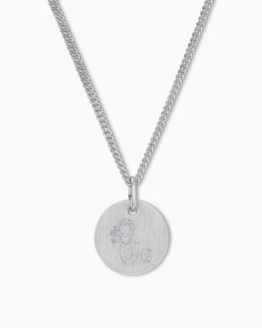 Child symbols engraving plate necklace pendant round 12mm