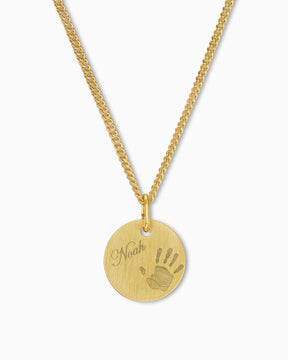 Handprint engraving plate necklace pendant round 12mm