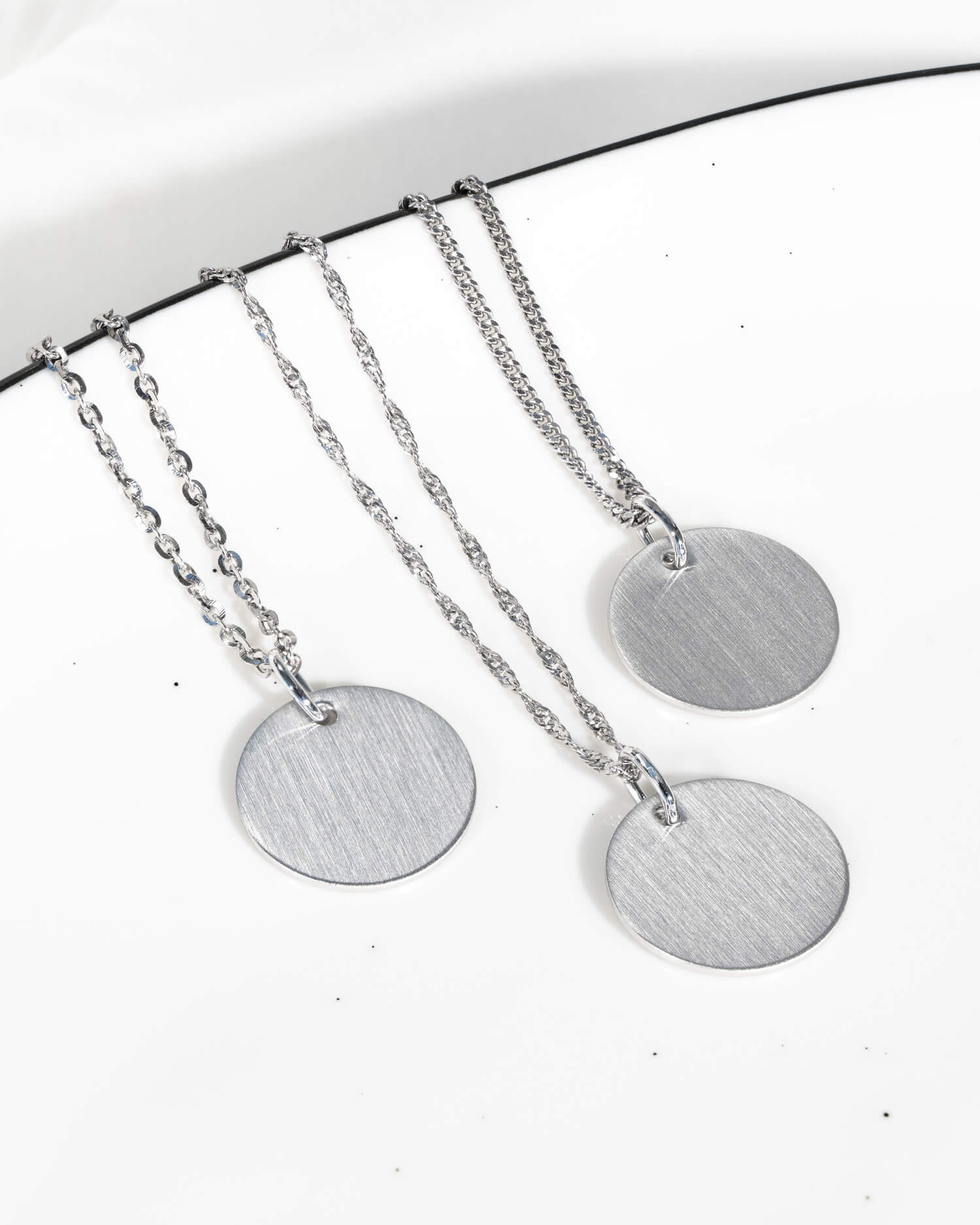 Engraving plates necklace pendant round 14mm