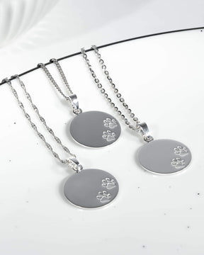 Engraving plates necklace pendant paw print 16mm