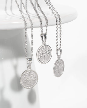 Engraving plates necklace pendant tree of life 12mm