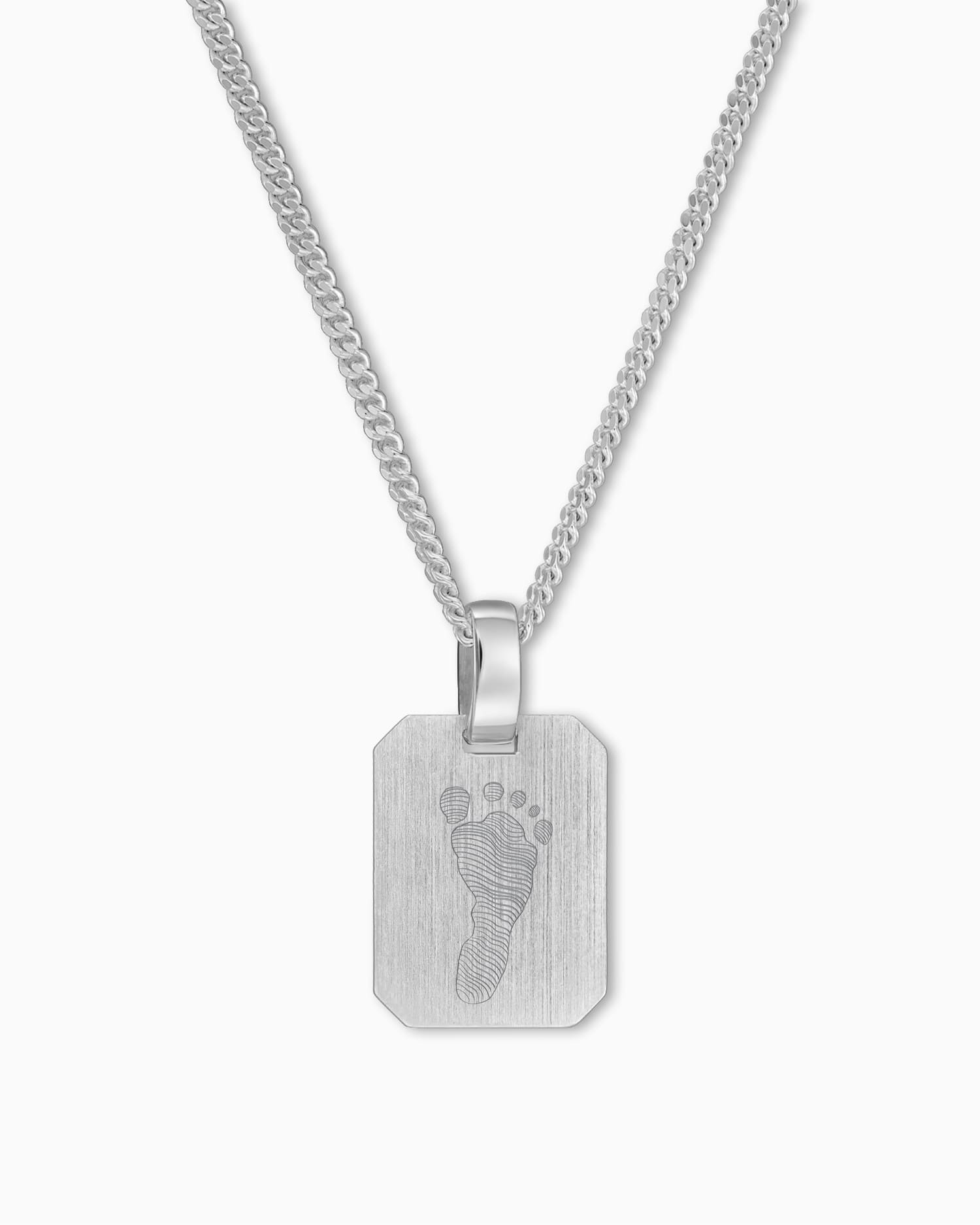 Footprint engraving plates necklace pendant square