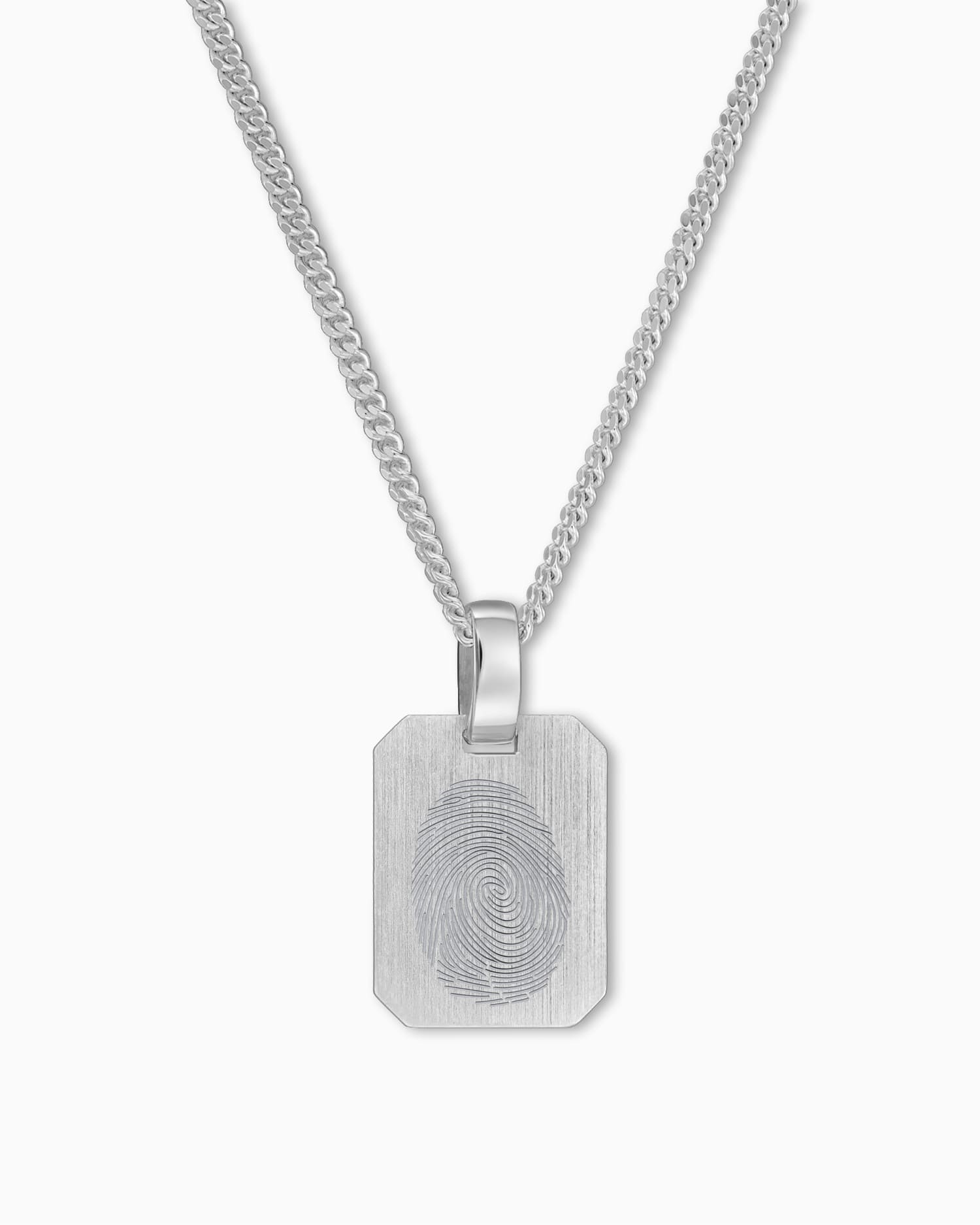 Fingerprint engraving plates necklace pendant square