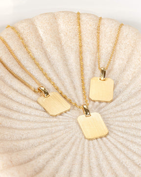 Engraving plates necklace pendant square