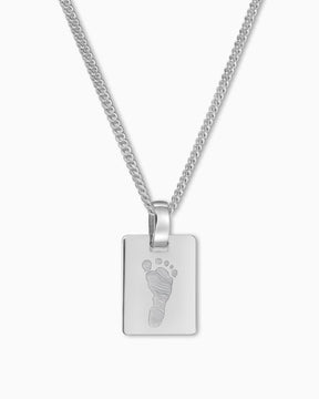 Footprint engraving plates necklace pendant square