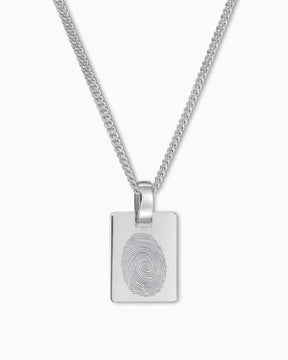 Fingerprint engraving plates necklace pendant square