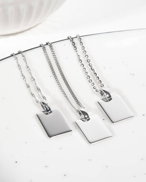 Birth flower engraving plates necklace pendant square