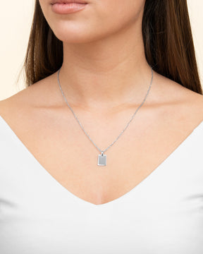 Initials engraving plates necklace pendant square
