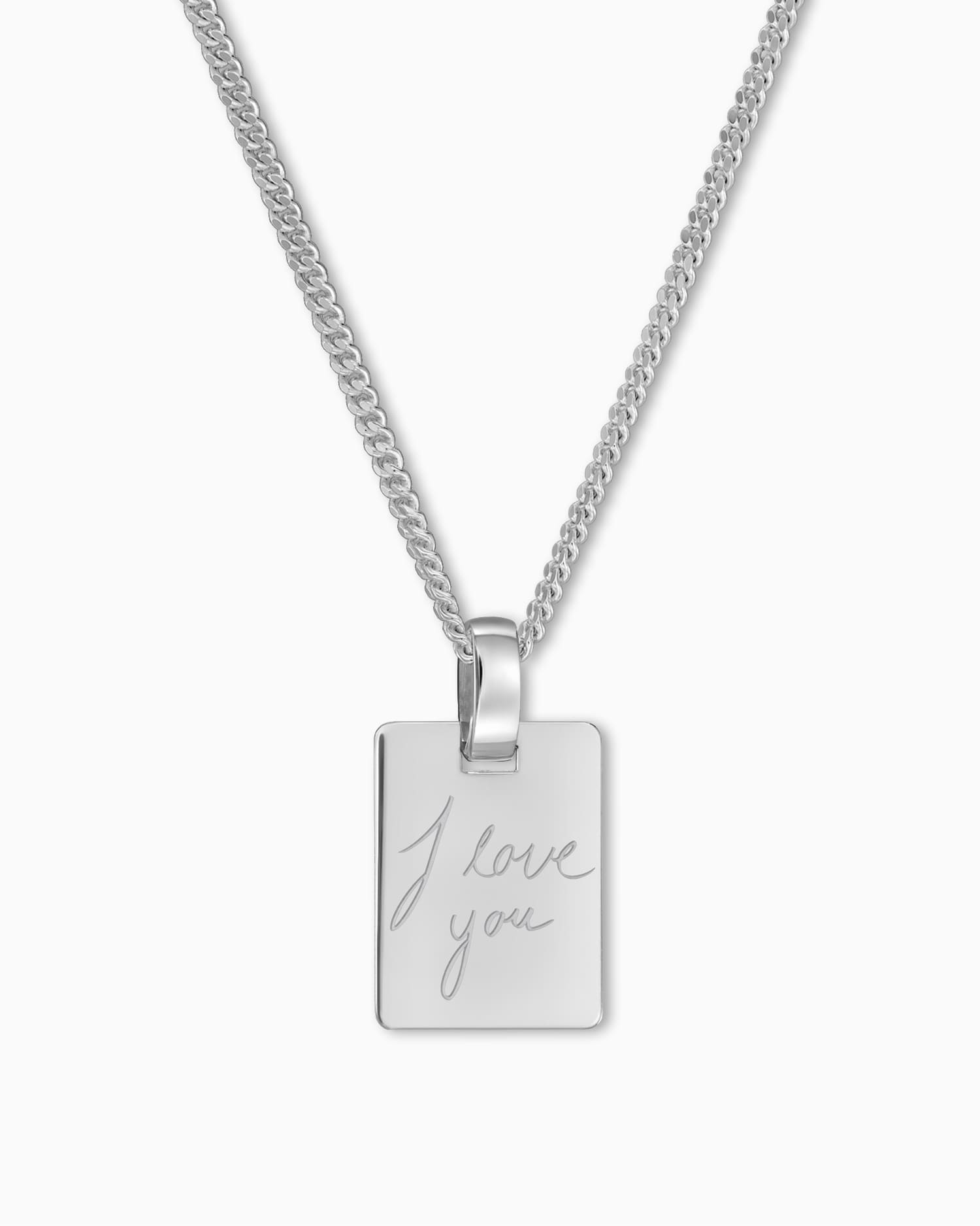 Handwriting Uploud Engraving Plates Necklace Pendant Square