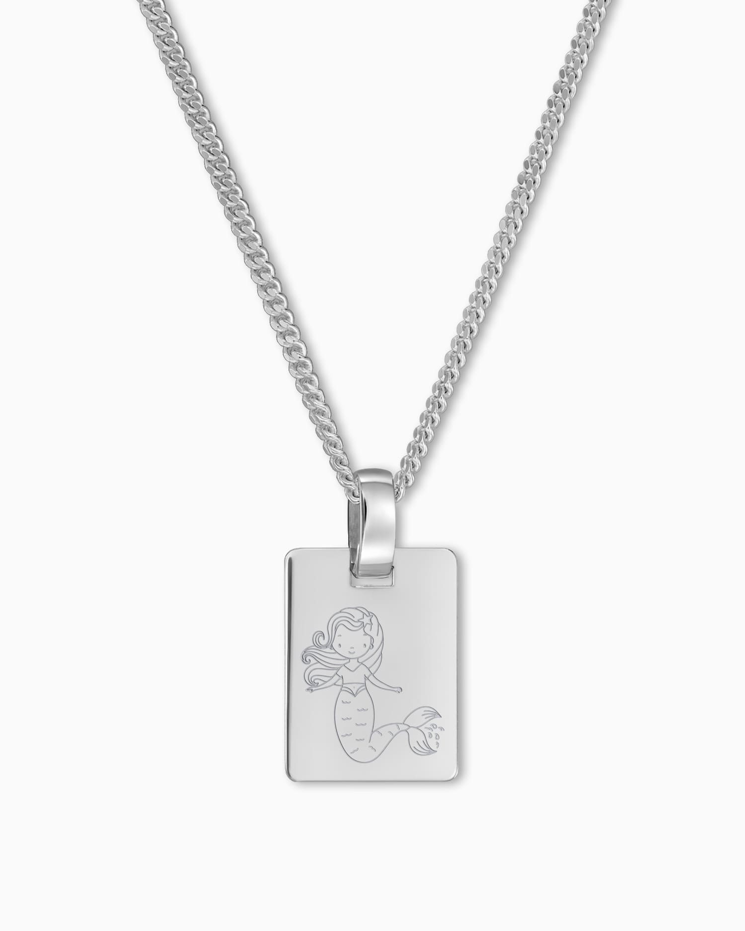 Child symbols engraving plates necklace pendant square