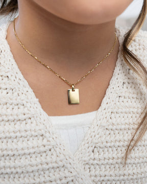 Engraving plates necklace pendant square