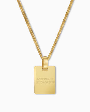 Coordinates engraving plates necklace pendant square