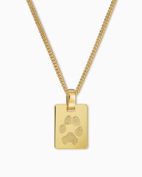 Paw print engraving plates necklace pendant square